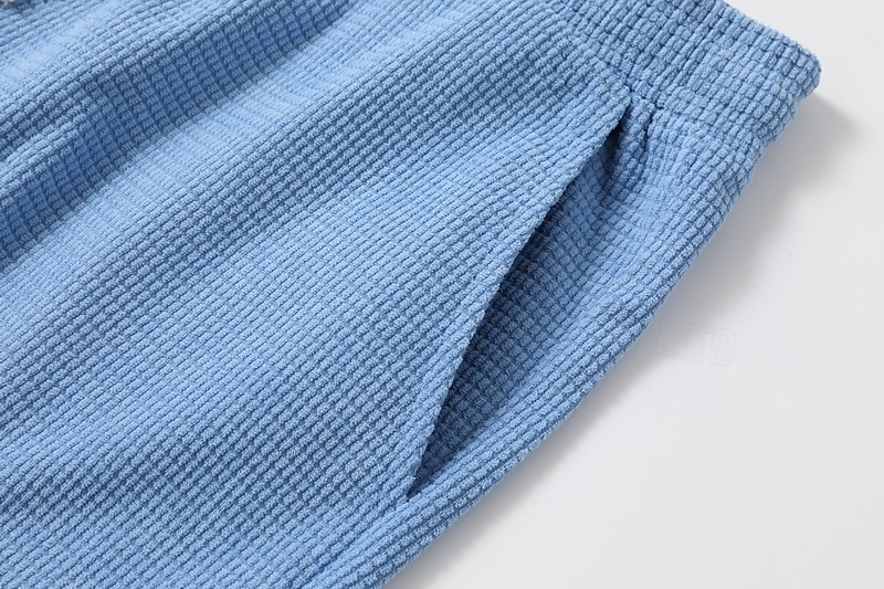 Men's Waffle Shorts Shorts Summer Shorts Casual Shorts Pocket Drawstring Elastic Waist Plain Comfort Breathable Short Outdoor Vacation Sport Casual Black White Micro-elastic 2025 - $20.99 –P6