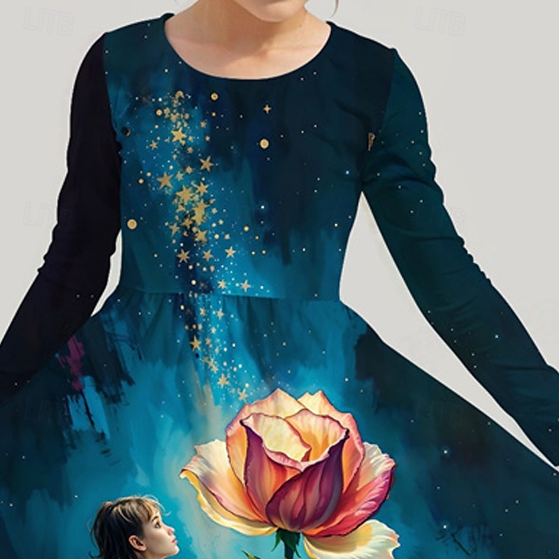 Mädchen' 3D Blumen Kleid Langarm Sommer Frühling Urlaub Täglich Ferien Prinzessin Schön Süß Kinder 4-12 Jahre Freizeitkleid A Linie Kleid Knielang Normale Passform 2025 - $16.99 –P2