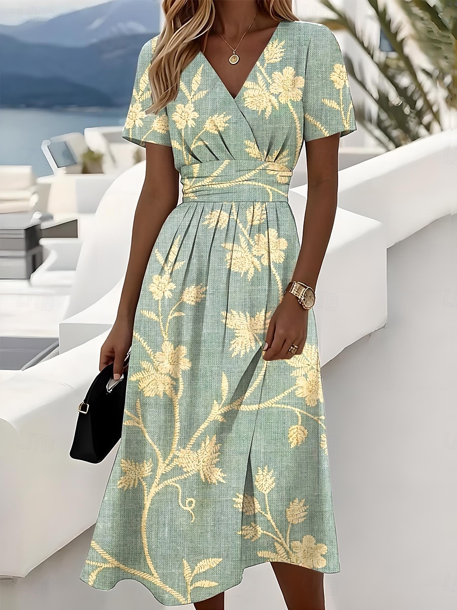 Naisten Midimekko A linjainen mekko Slip Mekko Loma Vapaa-aika Rantatyyliä Hiekkaranta Normaali Kukka Kuvitettu Lyhythihainen V kaula-aukko Rubiini Taivaan sininen Musteensininen Apila Kesä Kevät 2025 - $35.99 –P2