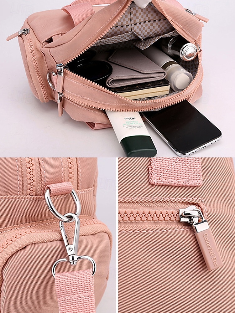 Női Crossbody táska Vállon átvetős táska Válltáskák Műanyag Hétköznapi Alkalmi / Napi Cipzár Több zsebbel Nagy kapacitás Könnyű Tömör szín Stétszürke Fekete Rózsaszín 2025 - $19.99 –P7