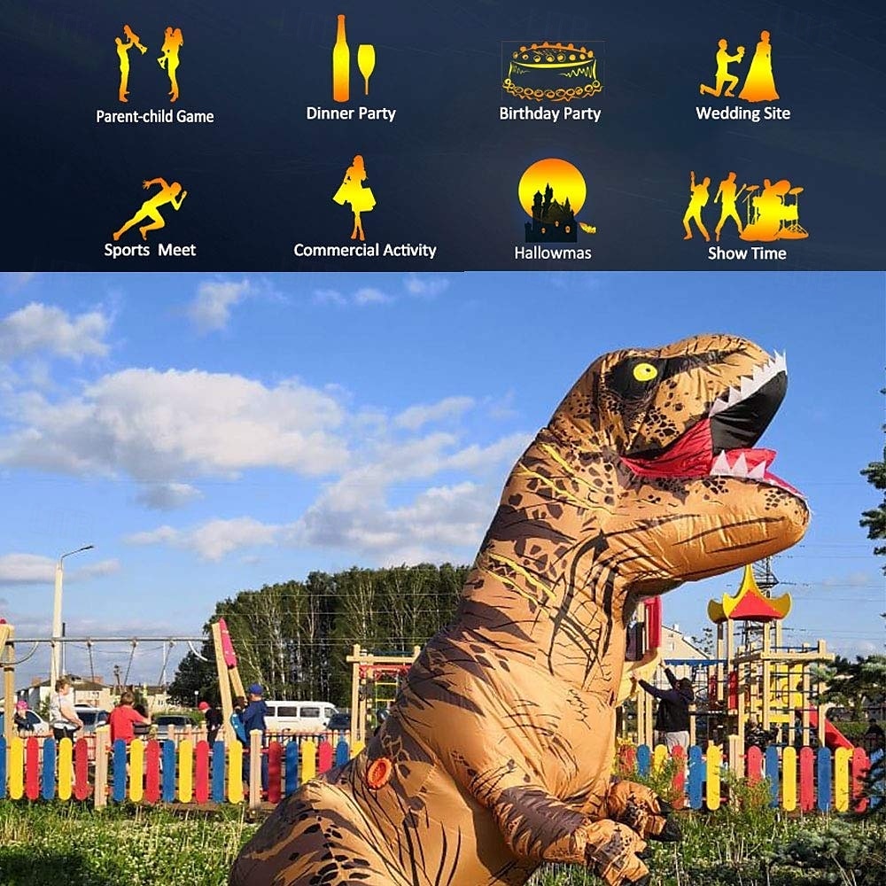 vicces felfújható t-rex jelmez gyerek, dinoszaurusz felfújható jelmez, overál levegő felrobbantó halloween cosplay jelmez 2025 - $88.99 –P3