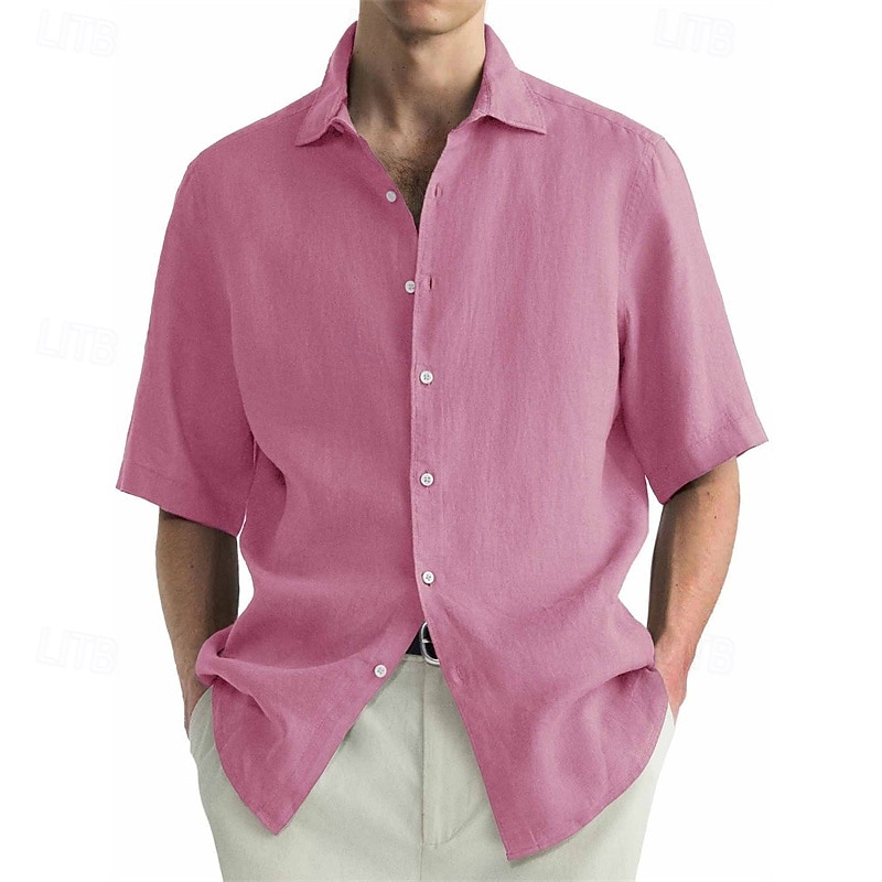 Herren Hemd Sommerhemd Freizeithemd Strandhemd Knopfhemd Schwarz Weiß Hellgrün Rosa Wein Kurzarm Einfach Revers Urlaub Hawaiianisch Bekleidung 100% Baumwolle Mode Lässig Bequem 2025 - $25.99 –P1