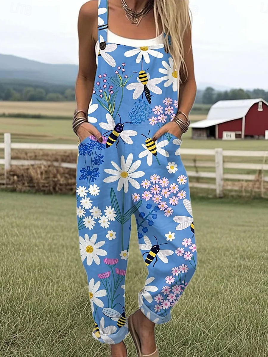 Femmes Combinaison Actif Graphique Sans manches Jambe large Imprimé Vacances Rue Coupe Ample Jaune Bleu Violet Été de 2025 ? $34.99 –P2