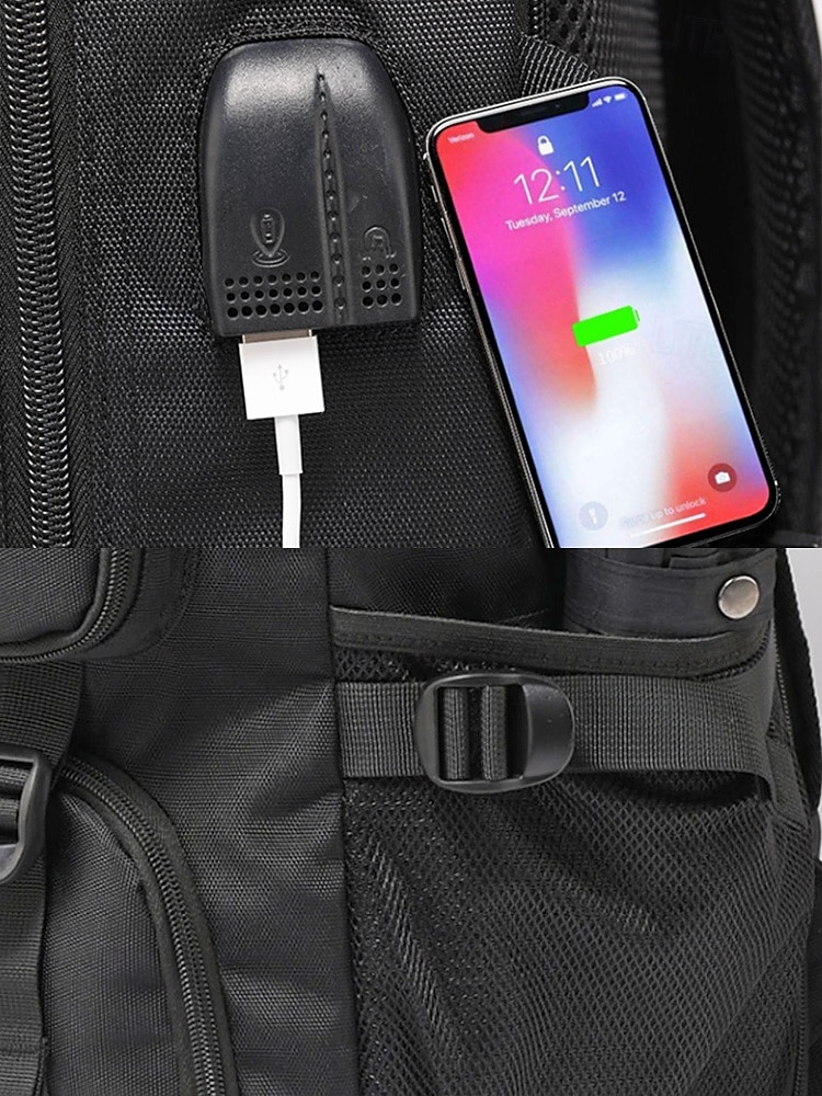 Mochila expandible de gran capacidad para hombre con tela repelente al agua, puerto de carga USB, diseño multicompartimento, bolso informal para portátil para exteriores y viajes. 2025 - $46.99 –P8