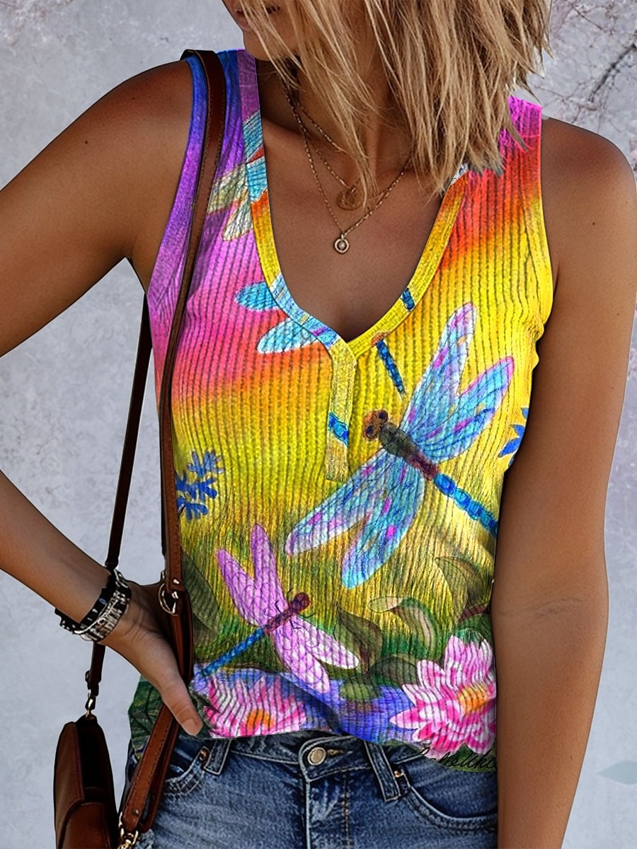 Pentru femei Camisole Tank Top Ombre Grafic Animal Epocă Tropical Stilat Fără manșon Fără mâneci În V Topuri obișnuite Zilnic Imprimeu Galben Albastru piscină Mov Vară Primăvară 2025 - $17.99 –P1