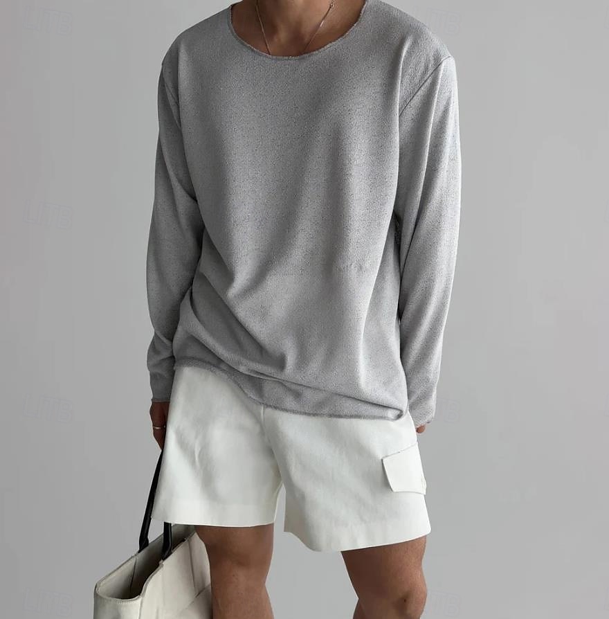 Homme T-shirt Chemise à Manches Longues manche longue Col ras du cou Été Toutes saisons Couleur Unie Quotidien Occasionnel street style Oversize Ample Occasionnel Extérieur Rue Blanche T-shirt haut de 2026 ? $20.99 –P1