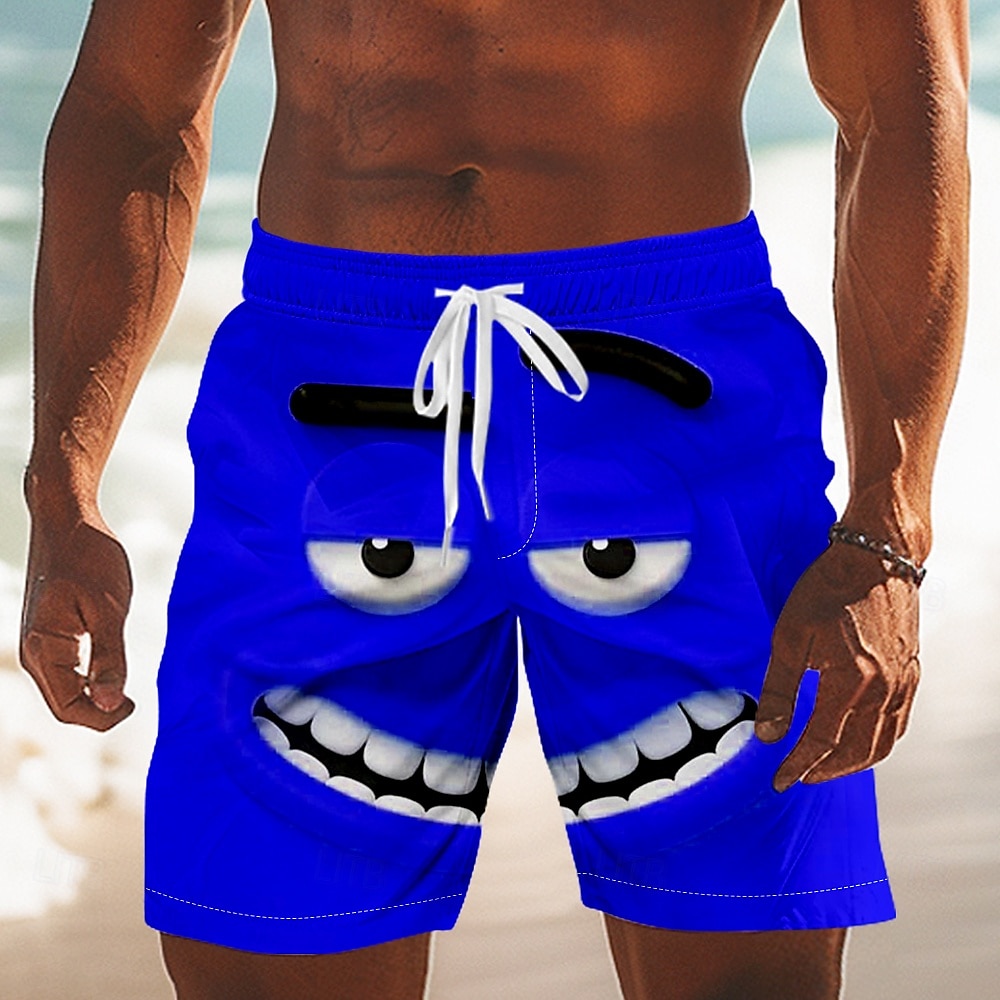 Men's 3D Cartoon Smile Face Swim Trunks Swim Shorts Board Shorts Mid Waist Funny Outdoor Vacation Dailywear Side Pockets Mesh Lining Elastic Drawstring Waist Designer Clothing Apparel 2025 - $19.99 –P6