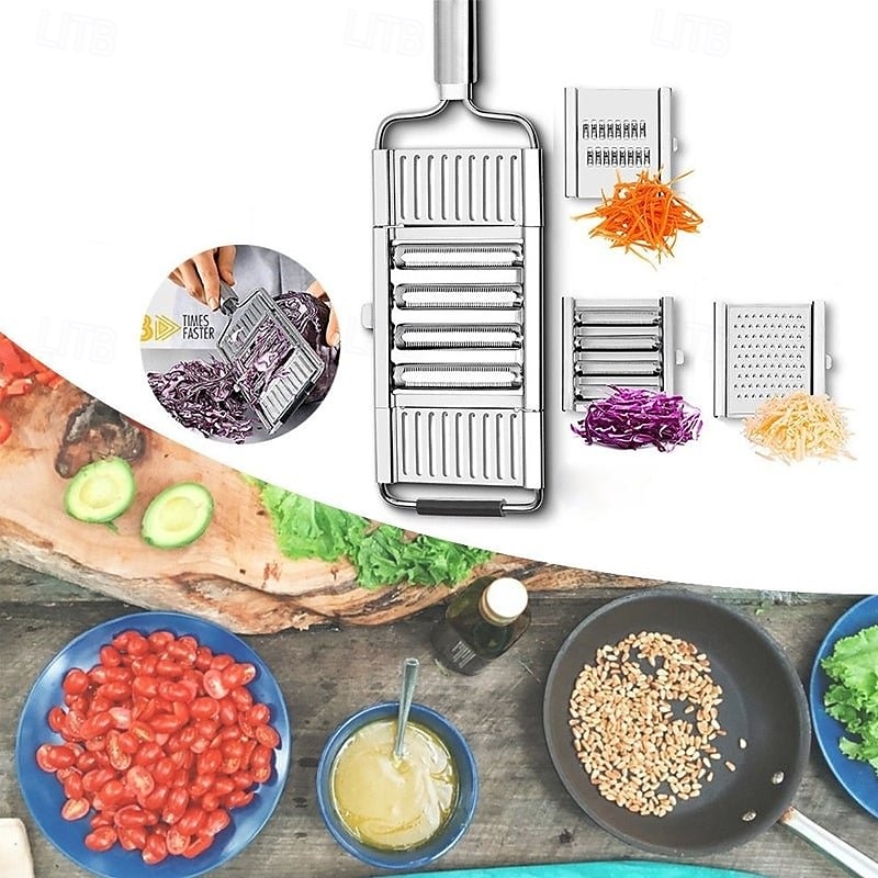 Multifunktionaler Gemüseschneider, manueller Edelstahlschneider für Kartoffeln, Karotten und Gurken, vertikale Küchenreibe zum Raspeln, Schneiden und Hacken, einfach zu verwendendes Werkzeug 2025 - $18.99 –P1