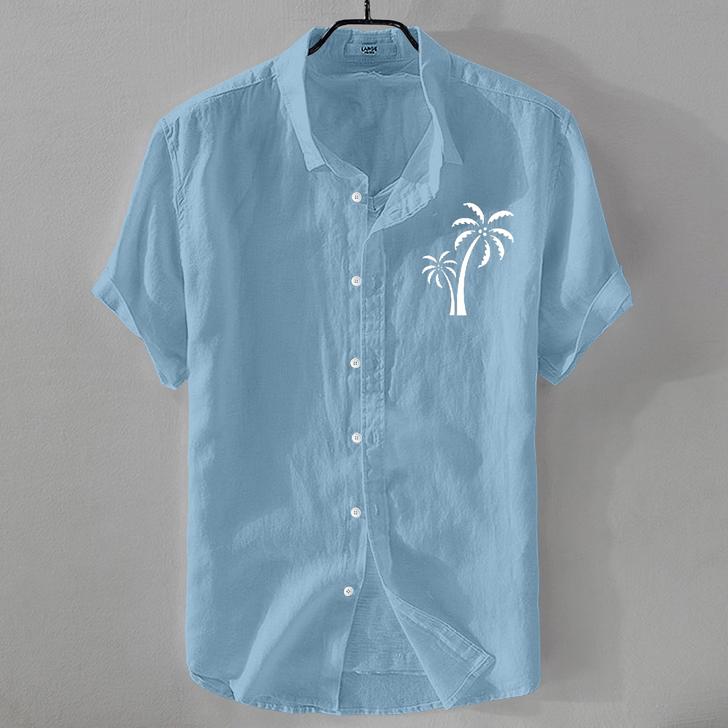 Men's Shirt Linen Shirt Summer Shirt Beach Shirt Button Up Shirt Coconut Tree Vacation Casual Black White Light Green Pink Short Sleeve Turndown Summer Clothing Apparel 2025 - $21.99 –P1