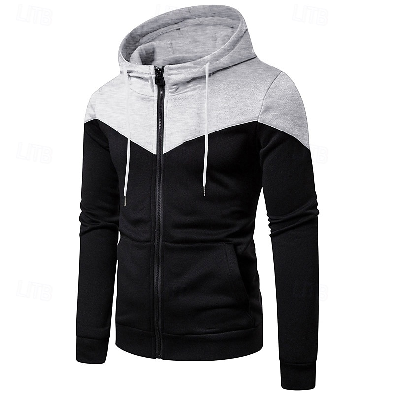 Men's Hoodie Full Zip Hoodie White Burgundy Navy Blue Gray Hooded Plain Patchwork Color Block Sports & Outdoor Casual Daily Streetwear Cool Designer Spring &  Fall Clothing Apparel Hoodies 2025 - $23.99 –P2