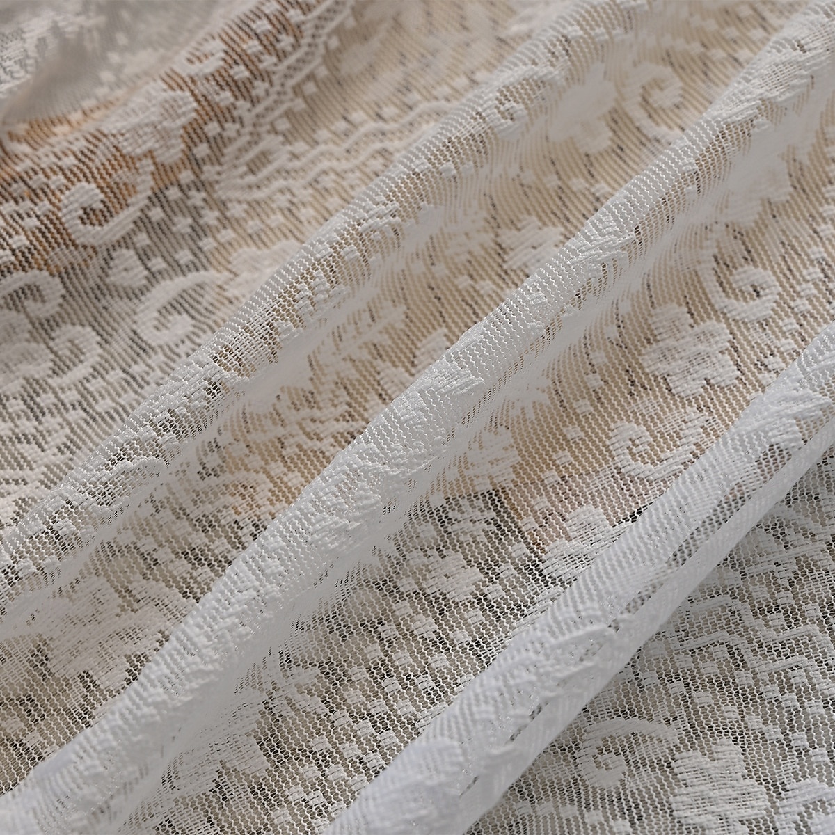 Lace Ruffled Kitchen Short Curtain Valance Vintage Floral Embroidered Short Sheer Cafe Curtain for Kitchen Window Rod Pocket Scalloped Bottom Beaded Sheer Valance1 Panel 2026 - $10.99 –P4