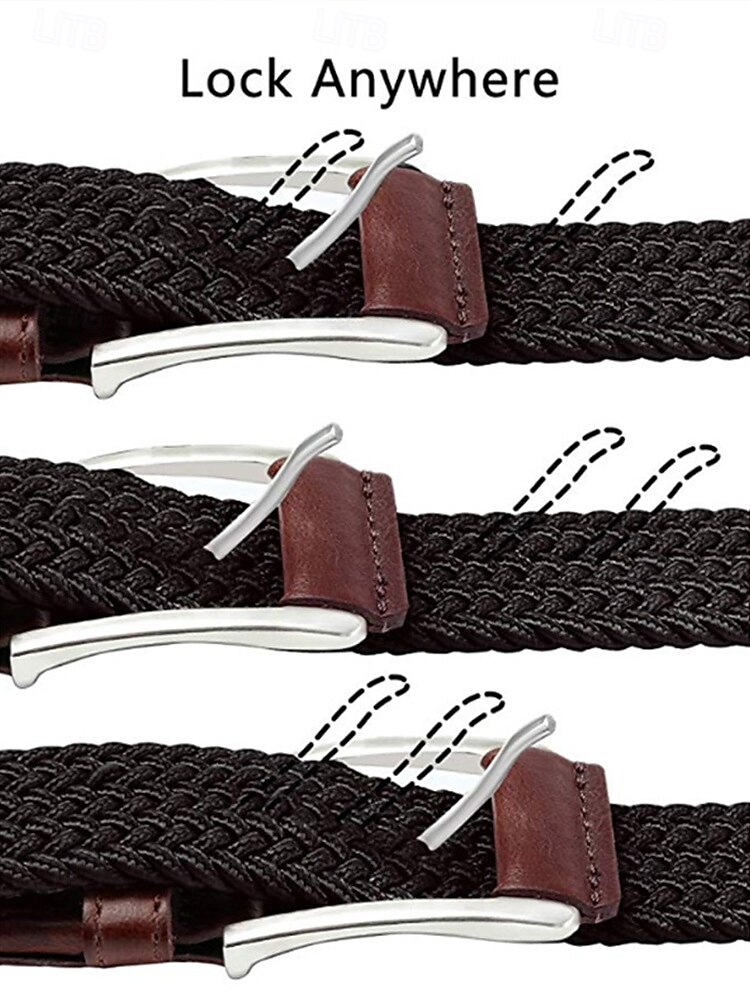 мужской эластичный плетеный ремень – регулируемый плетеный ремень из полиэстера с кожаной отделкой и металлической пряжкой для повседневной носки, гольфа и активного отдыха 2026 - $11.99 –P9