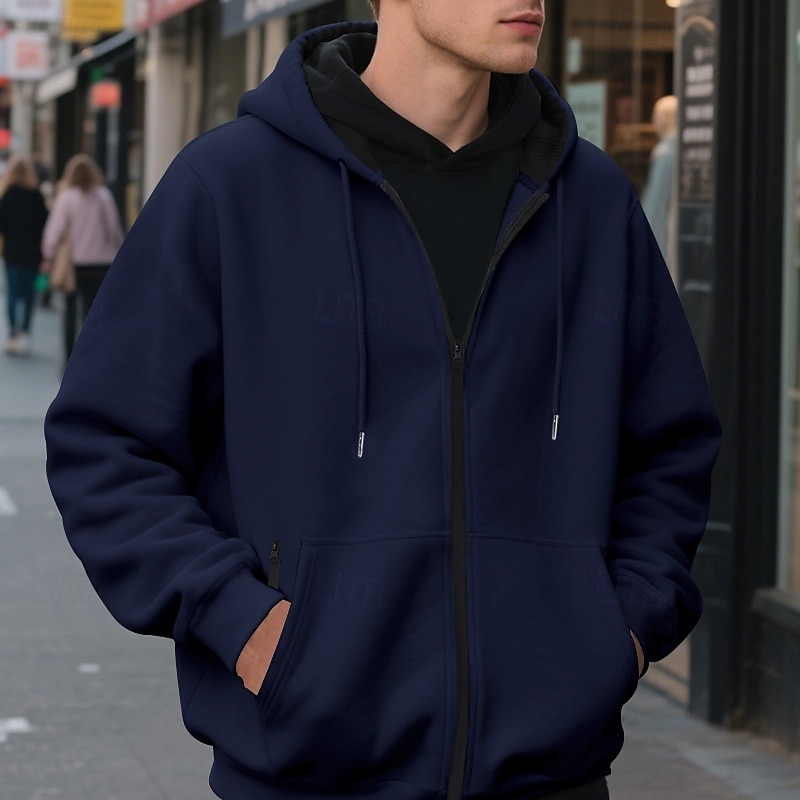 Hombre Sudadera Sudadera con capucha y cremallera completa Sudadera con capucha de lana Albaricoque Negro Verde Ejército Azul Marino Gris Claro Con Capucha Plano Bolsillo Deporte Diario Festivos 2025 - $26.99 –P6
