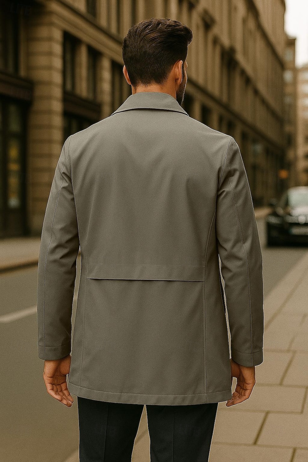 Herr Trenchcoat Formell Kontor Vår Höst Många årstider Polyester Ytterkläder Kläder Elegant Dagligen Ensfärgat Vik-över krage Enkelknäppt 2025 - $100.99 –P2