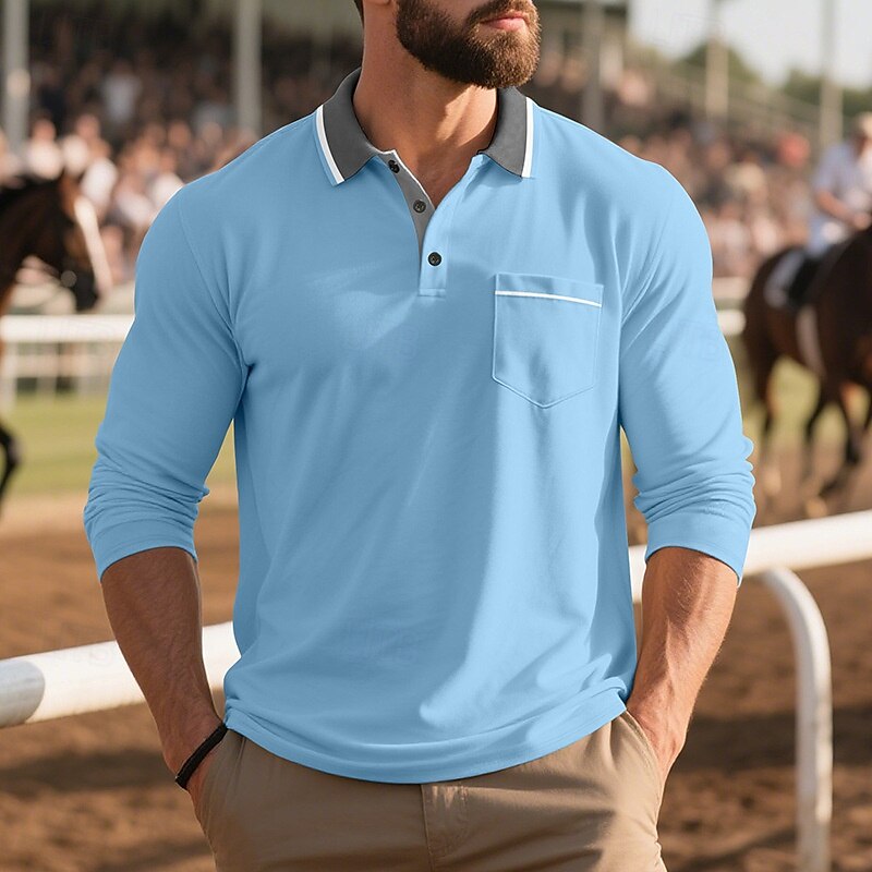 Herren Golfshirt Golf Poloshirts Arbeit Lässig Revers Kurzarm Basic Modern Farbblock Knöpfe Frühling Herbst Normale Passform Aprikose Schwarz Weiß Gelb Rote Marineblau Golfshirt 2025 - $18.99 –P20
