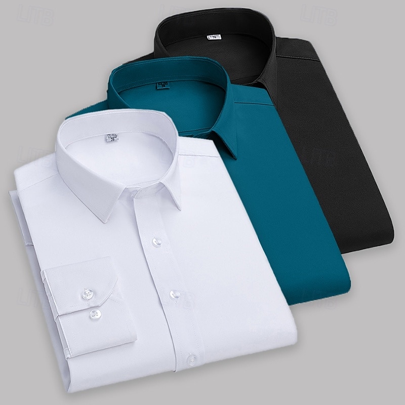 Men's Shirt Dress Shirt Button Up Shirt Tuxedo Shirts Solid / Plain Color Office & Career Daily Wear Black+White+Gray black+white+green White+Gray+Green Gray+Green+Red Long Sleeve Shirt Collar All 2026 - $42.99 –P4