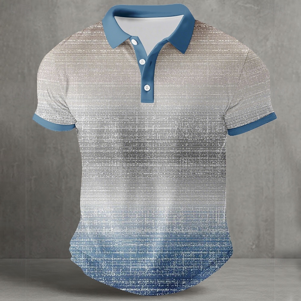 Per uomo Sfumatura Geometrico Polo Polo Sportivi Manica Corta Magliette polo Camicie con Colletto Casual Athleisure Bottoni Estate Blu azzurro cielo Viola del 2026 a $21.99 –P1