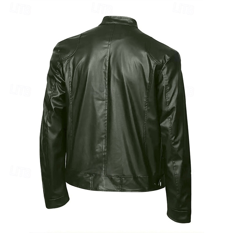 Homme Veste en Similicuir Veste moto Blouson de Moto Vacances Quotidien Coupe-vent Chaud Fermeture éclair Automne Hiver Uni Mode Classique Col montant Régulier Noir Rouge Bleu Roi Bleu Vert foncé de 2025 ? $44.99 –P2