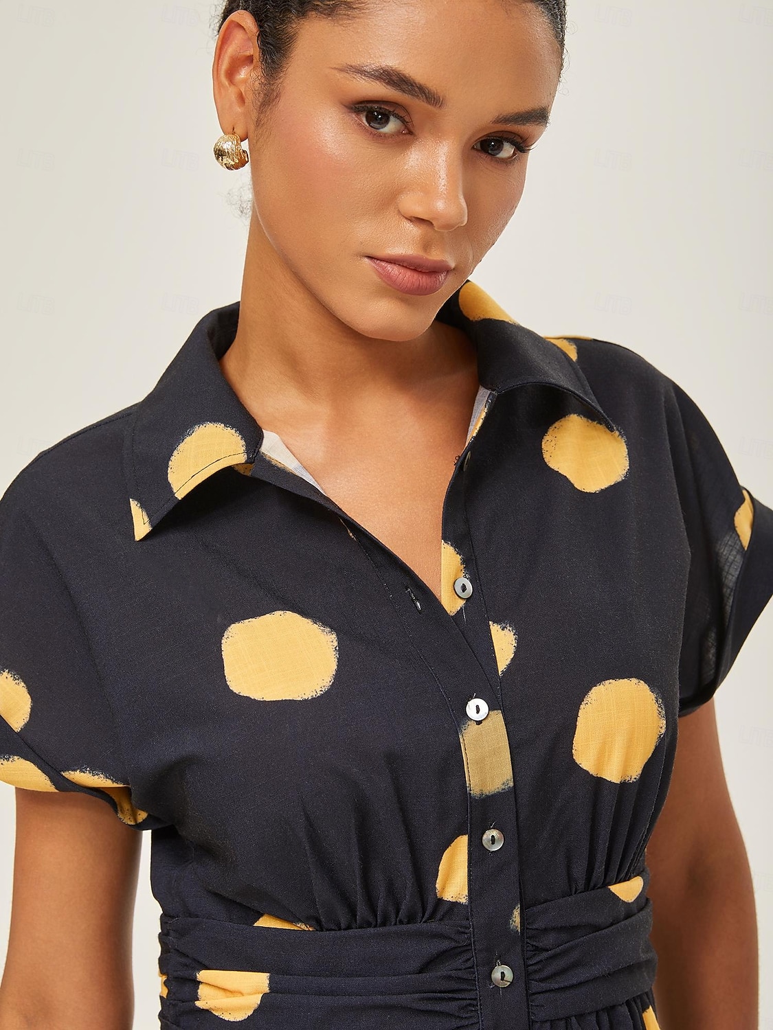 Per donna Da donna Vestito Casual Nero Manica Corta Pois Estate Colletto a Camicia Vacanza XS S M del 2025 a $74.99 –P6