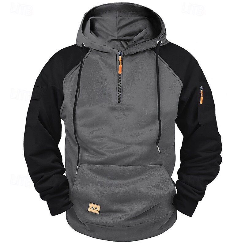 Homme Sweat à capuche Sweat à capuche quart zippé Rouge & noir Noir Rouge Bleu Gris Clair À capuche Uni Patchwork Bloc de Couleur Sport & Loisir Occasionnel Quotidien Streetwear Frais Vêtements de de 2025 ? $25.99 –P1