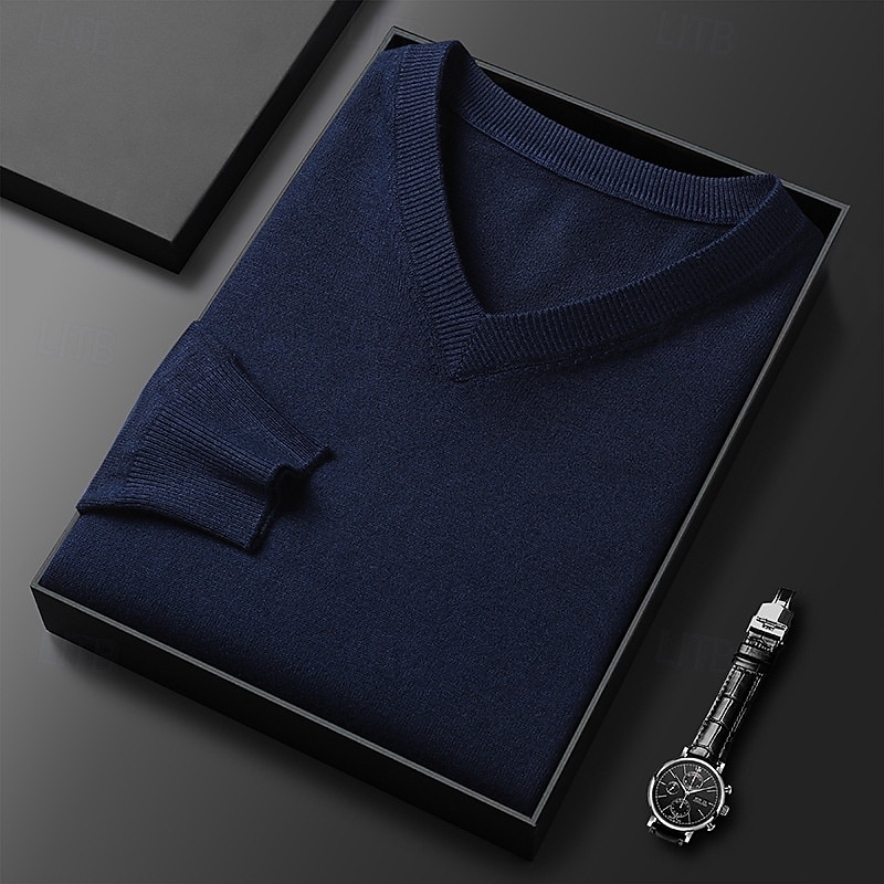 Herren Weihnachtspullover Pullover Strickpullover Gerippt Stricken Normale Oberteile Gestrickt Einfach V Ausschnitt Mode Basic Urlaub Alltagskleidung Bekleidung Herbst Winter Kamel Wein S M L 2026 - $26.99 –P5