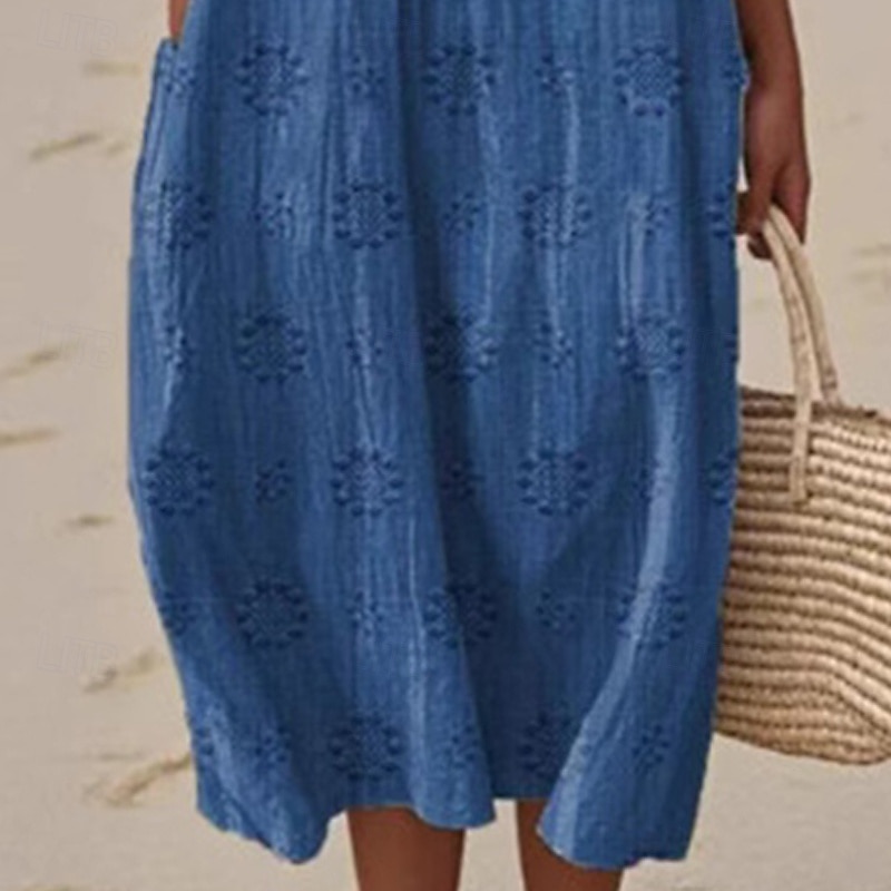 Damen Midikleid Freizeitkleid Sommerkleid Mode Modern Täglich Strand Wochenende Normale Passform Einfach Ärmellos Rundhalsausschnitt Blau Herbst 2025 - $24.99 –P3