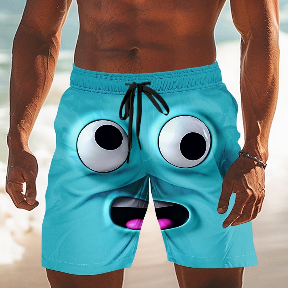 Homme Dessin Animé 3D Visage Souriant Maillots de bain Shorts de bain Shorts de Surf Taille Moyenne Drôle Extérieur Vacances Tenue Quotidienne Poches Latérales doublure en maille Taille élastique de 2026 ? $20.99 –P1