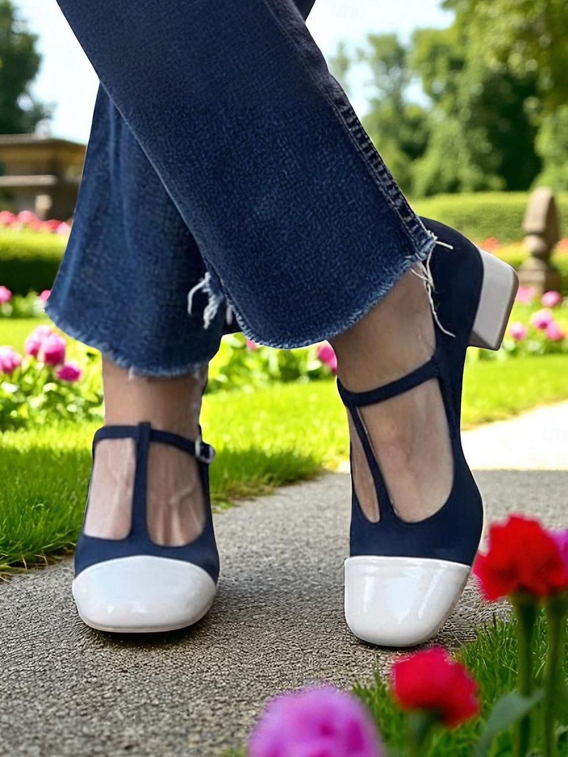 נעלי עקב מרי ג'יין בצבע אדום וורוד לנשים עם רצועת T - נעלי הליכה נוחות בסגנון צרפתי לתה של אחר הצהריים, מסיבות, משרד ותלבושות יומיומיות 2026 - $59.99 –P6