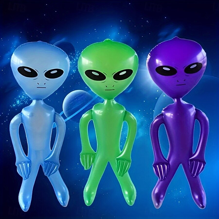 3 figuras inflables alienígenas coloridas para decoración festiva de Halloween con calabazas y telarañas. &Linternas de 85 cm/33,5 pulgadas: perfectas para celebraciones espeluznantes, de plástico 2025 - $27.99 –P5