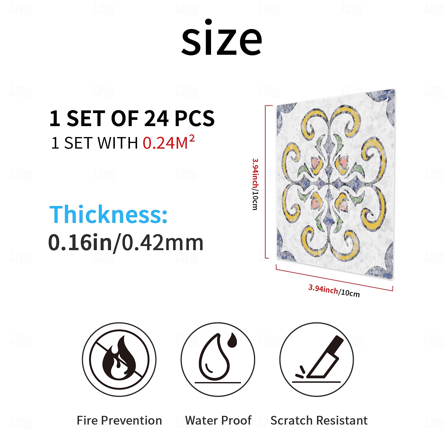 Adesivos de azulejo estilo marroquino 24 peças, decalques de parede de PVC com película de cristal espessada, à prova d'água &Decoração de parede de azulejo retrô removível e à prova de óleo para de 2025 por $10.99 –P15