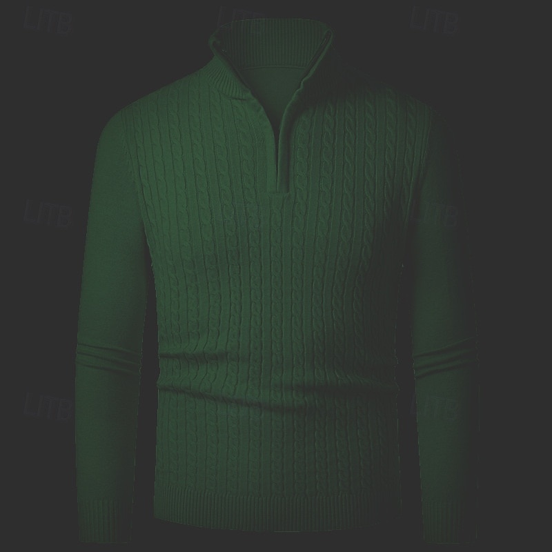 Herren Pullover Pullover mit Viertelreißverschluss Strickpullover Zopfmuster Stricken Normale Oberteile Gestrickt Einfach Viertelreißverschluss Mode Lässig Urlaub Alltagskleidung Bekleidung Herbst 2025 - $22.99 –P11