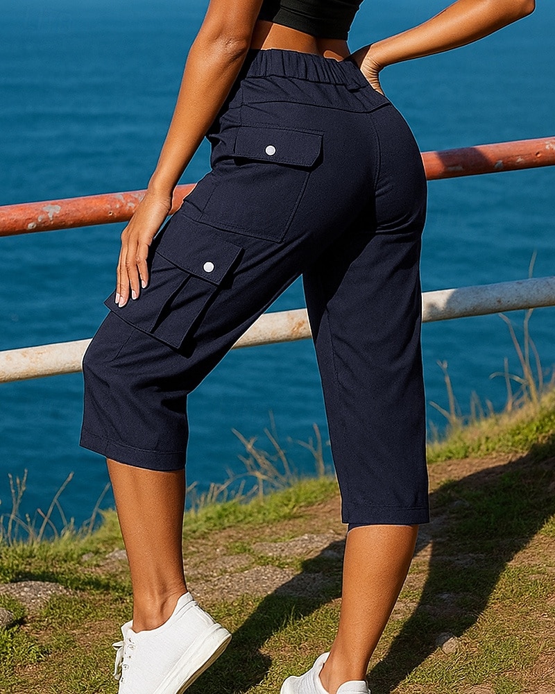 Women's Sweatpants Jogging Pants Cargo Capri Pants Pockets Straight Leg High Waist Bottoms Gym Athleisure Workout Fall / Winter Micro Elasticity Breathable Hiking Workout Athletic Loose Fit Sportswear 2026 - $26.99 –P5