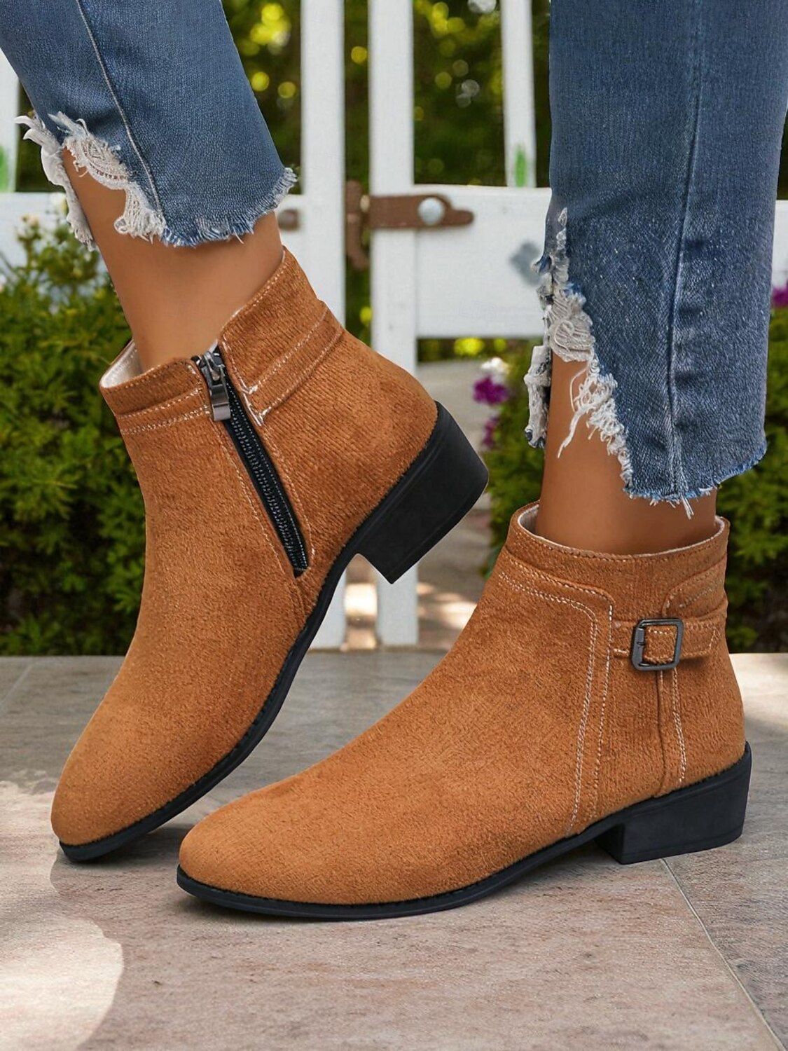 Pentru femei Cizme Zilnic Ghete Botine Cataramă Toc Jos Vârf ascuțit Clasic Casual minimalism Piele de Căprioară Imitație Fermoar Leopard Negru Muștar 2025 - $32.99 –P1