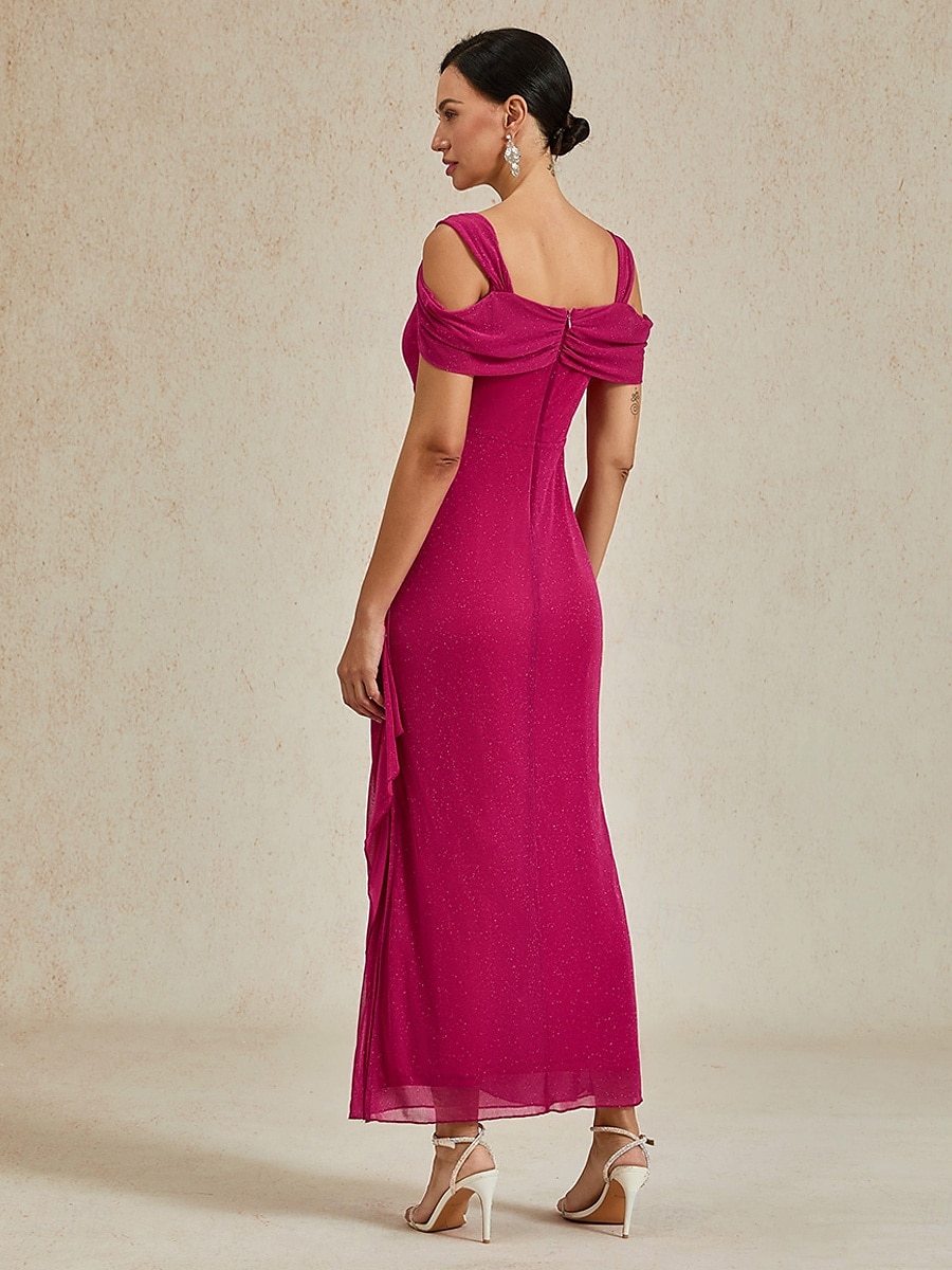 Dam Maxiklänning Sheath Dress Elegant party Födelsedag Ensfärgat Ärmlös Fyrkantig hals Fuchsia Sommar 2025 - $99.99 –P2