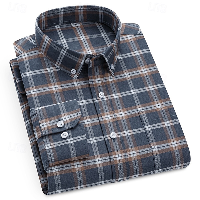 Per uomo Camicia Camicia elegante Camicia button-down Camicia Oxford Camicia a quadri Camicia con Colletto A Quadri / A Righe / Chevron / Rotondo Abbigliamento quotidiano Abbigliamento Aziendale del 2025 a $29.99 –P5