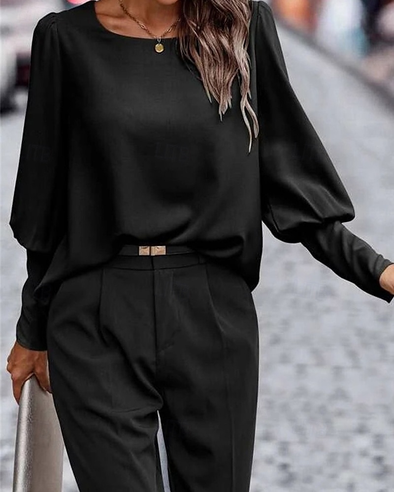 Damen Hemd Einfach Täglich Stilvoll Basic Langarm Rundhalsausschnitt Normale Oberteile Arbeit Täglich Ferien Knöpfe Schwarz Armeegrün Braun Frühling Herbst 2025 - $23.99 –P8