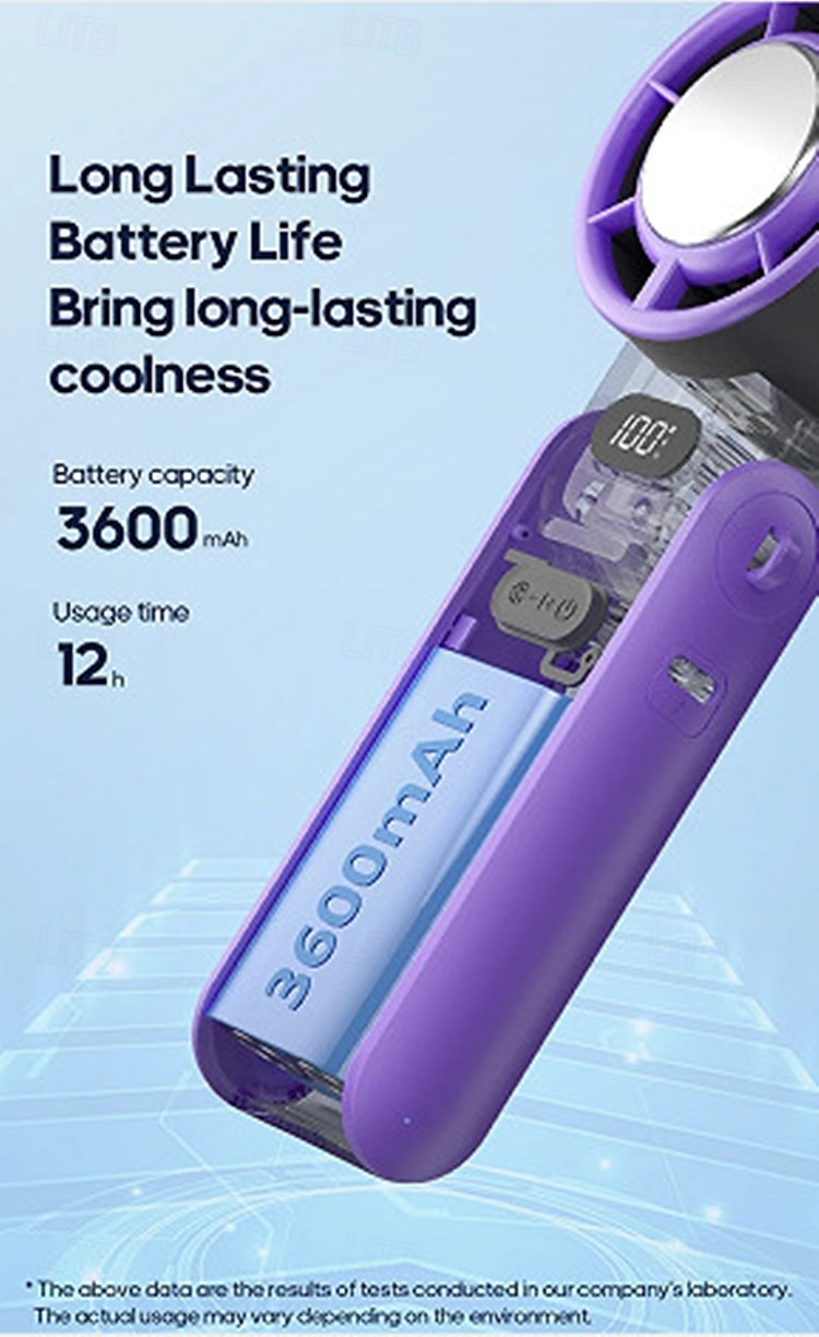 2025年 屋外用折りたたみ式ポータブルハンドヘルドファンミニ冷却充電式3600mAh 100段階自由制御高速ターボファン  コレクション – $24.99 –P8
