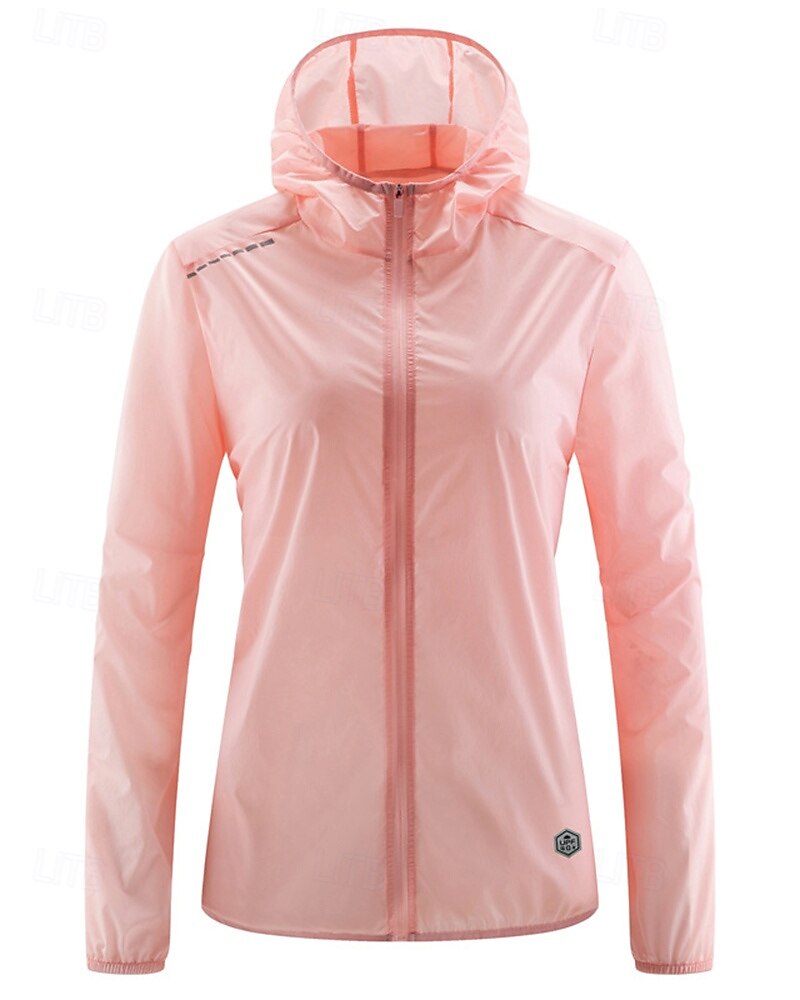 Femmes Veste de course Veste d'extérieur Veste à capuche Cordon de serrage Poche à Fermeture Éclair manche longue Top Athleisure Coupe-vent UPF 50+ Respirant Pêche Randonnée Course Tenue de sport de 2025 ? $16.79 –P6