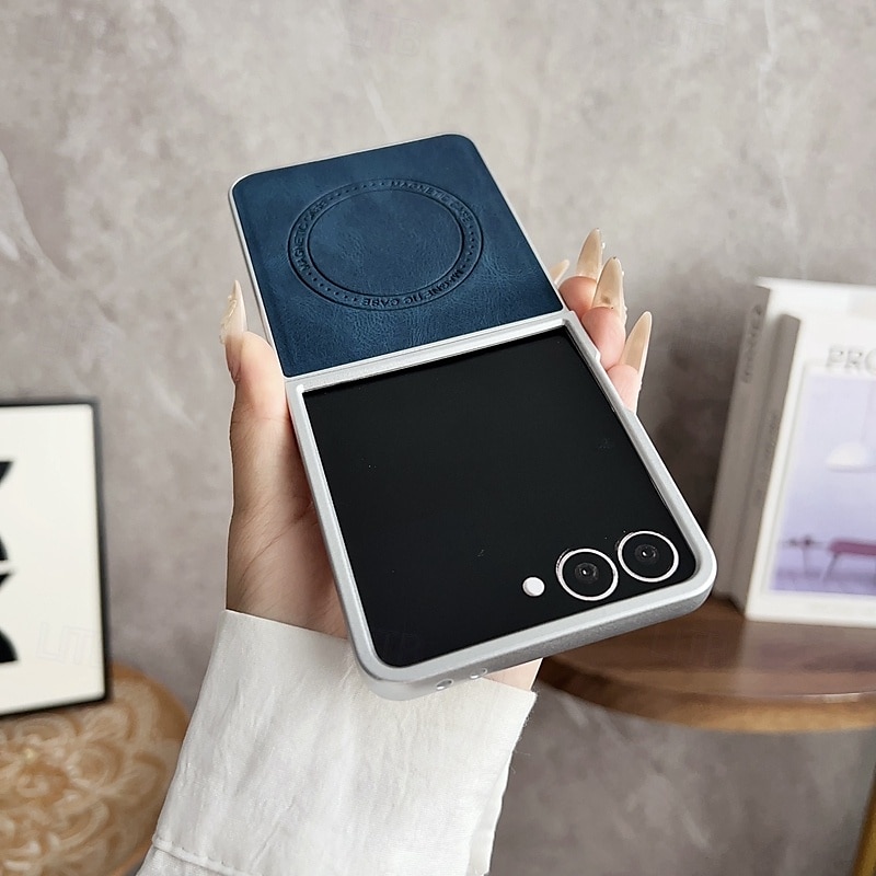 téléphone Coque Pour Samsung Galaxy Z Flip 7 Z Flip 6 Z Flip 5 Z Flip 4 Z Flip 3 Coque Arrière Magnétique Antichoc Rétro TPU faux cuir de 2025 ? $15.99 –P5
