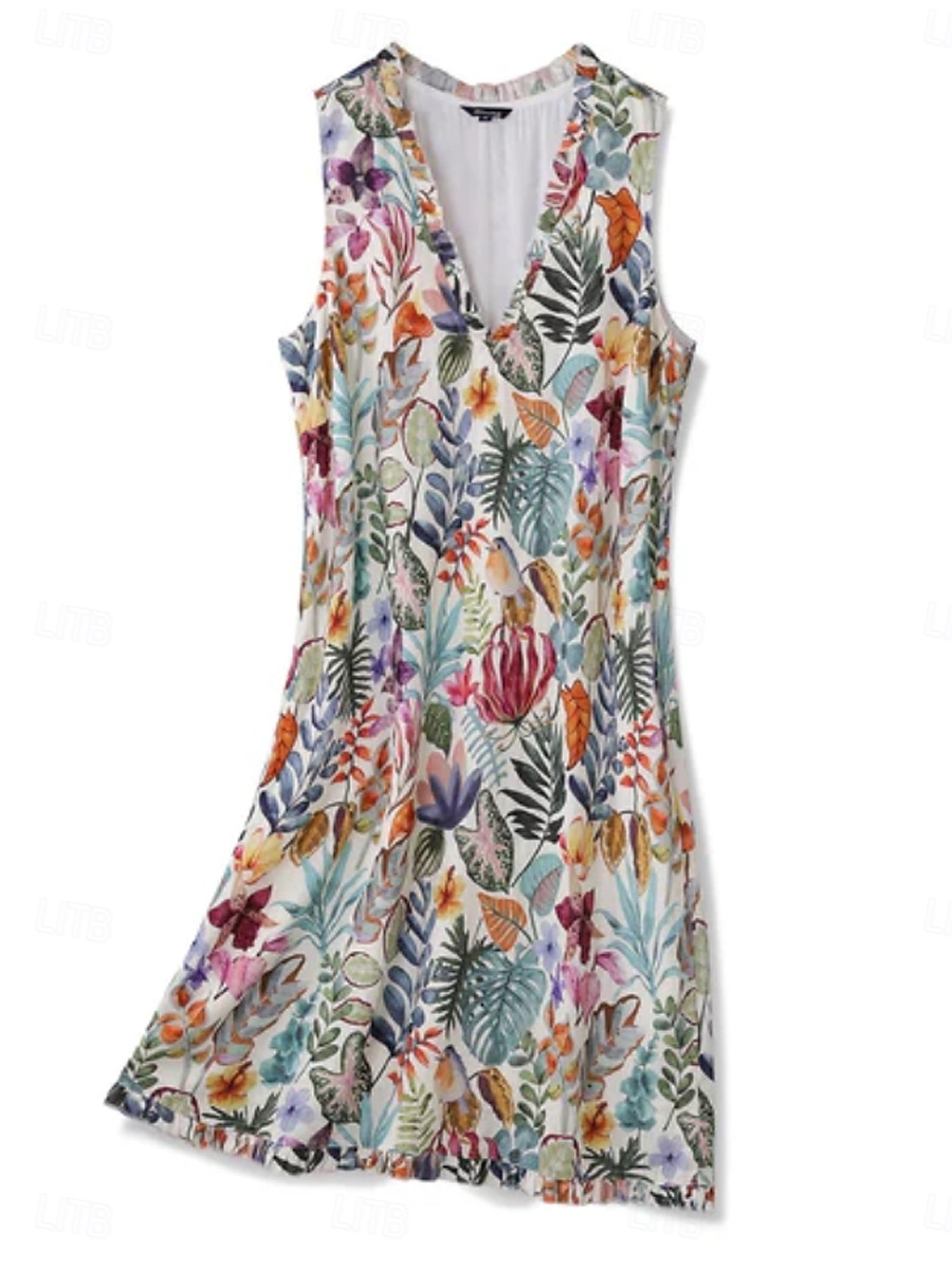 Femmes Robe Midi Robe d'Été Robe fourreau Robe à Volants Robe à manches bouffantes Vacances Fête Anniversaire Soirée Sortir Plage Fleuri Graphique Sans manches Col en V Bleu Orange Blanc Ecru Ét de 2025 ? $41.99 –P9