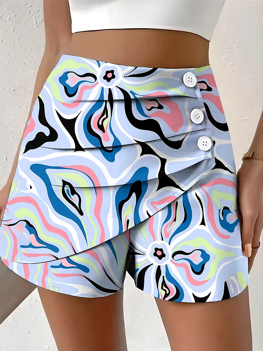 Damen Chinos Shorts Elegant Urlaub Vintage Kurz Hohe Taille Grafik Geometrisches Muster Abstrakt Geschichtet Schnelltrocknend Bequem Atmungsaktiv Unelastisch Outdoor Straße Täglich Rubinrot Rosa Grün 2025 - $17.99 –P3