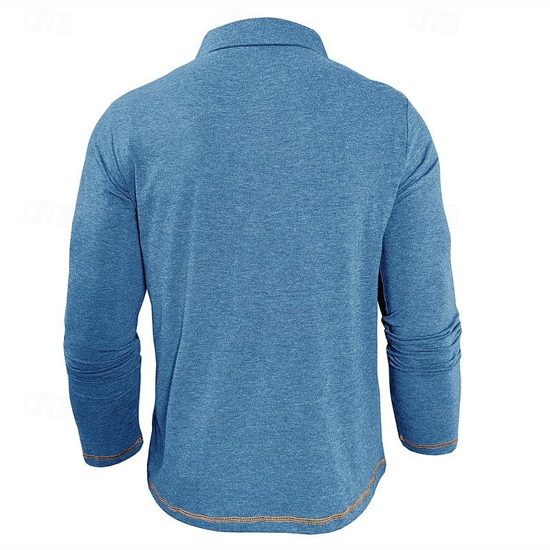 Herren Golfshirt Golf Poloshirts Arbeit Lässig Revers Langarm Basic Modern Farbblock Patchwork Knöpfe Frühling Herbst Normale Passform Aprikose Marineblau Blau Grün Hellgrau Dunkelgray Golfshirt 2025 - $25.99 –P2