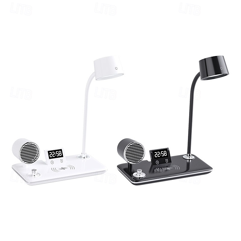 LED Desk Lamps for Home Office Wireless Charger Small Desk Lamp with Bluetooth Touch lamps for nightstand Reading Night Light with Clock Dimmable Side Table Lamp for College Dorm Room Bedroom 2025 - $52.99 –P9