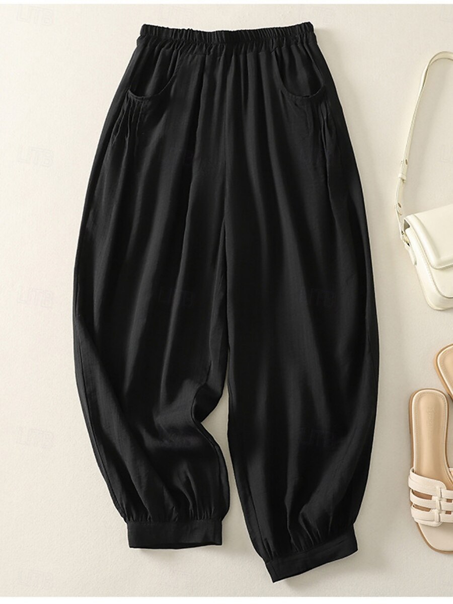 Damen Chinos Haremshose Vintage Ethno-Stil Basic Knöchellang Hohe Taille Einfach Tasche Kordelzug Komfort Außenbereich Dehnbar Urlaub Straße Täglich Schwarz Beige Kaffee Sommer Frühling Normale 2025 - $34.99 –P5