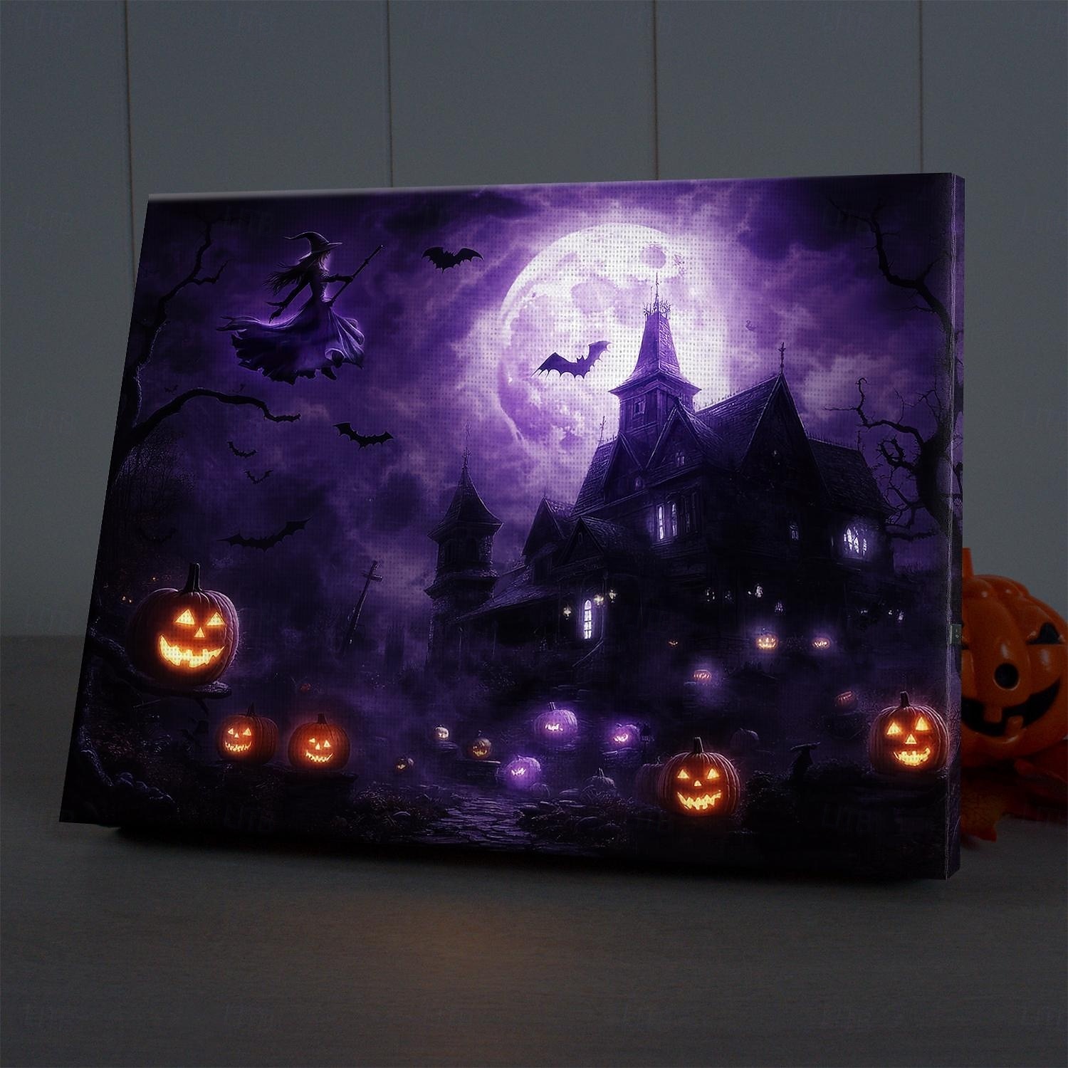 Halloweenské LED plátno na zeď, LED osvětlená nástěnná dekorace, 2aa baterie, osvětlené plátno, led světlo, kuchyň, ložnice nebo domácí dekorace, vodopád 2025 - $35.99 –P6