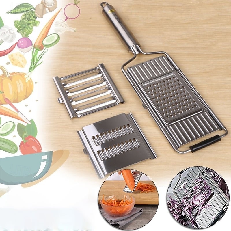 Multifunktionaler Gemüseschneider, manueller Edelstahlschneider für Kartoffeln, Karotten und Gurken, vertikale Küchenreibe zum Raspeln, Schneiden und Hacken, einfach zu verwendendes Werkzeug 2025 - $18.99 –P7