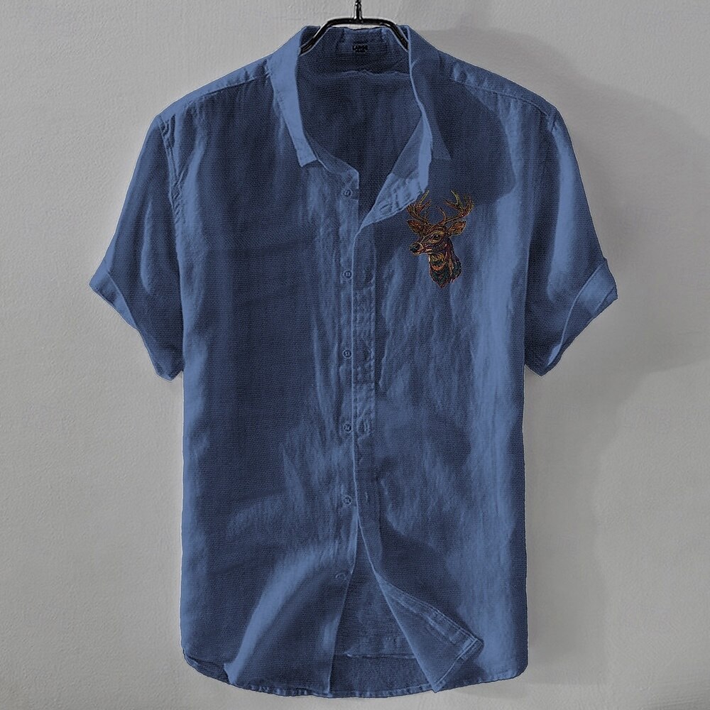 Per uomo Camicia di lino Camicia casual Camicia in cotone e lino Camicia con Bottoni Con Motivo Animale Vacanza Abbigliamento quotidiano Bianco Blu marino scuro Azzurro cielo Cachi Manica Corta Bavero del 2025 a $20.99 –P6