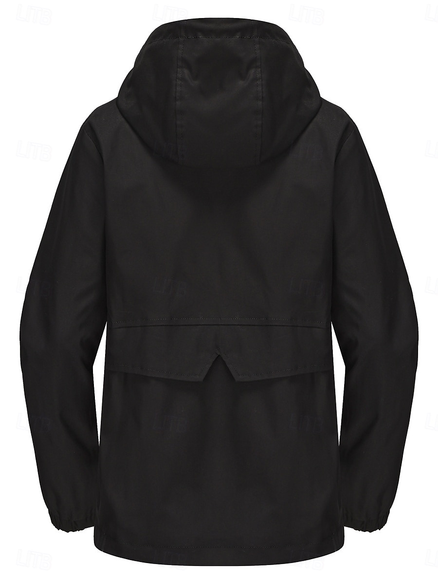 Dam Trenchcoat Hoodiejacka Bekväm Andningsfunktion Dragkedja Ficka Ledigt Slät Semester Gata Dagliga kläder Utekväll Dragkedja Normal Luvtröja Normal Långärmad Ytterkläder Svart Gul Vin Vår Höst 2025 - $51.99 –P4