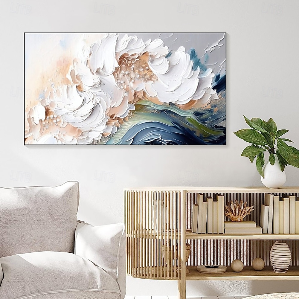 Pintura al óleo hecha a mano, lienzo, arte de pared, decoración moderna abstracta, textura de ondas de aceite gruesas para sala de estar, decoración del hogar, marco estirado, pintura colgante/lienzo 2026 - $82.99 –P3