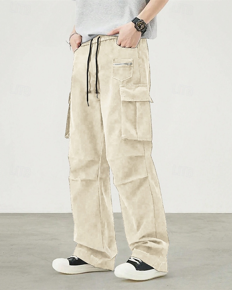 Męskie Spodnie cargo Spodnie Ściągana na sznurek Elastyczny pas Multi Pocket Równina Zdatny do noszenia Codzienny Na zewnątrz Kemping i wycieczki Moda Klasyczny Czarny Zieleń wojskowa 2026 - $24.99 –P1